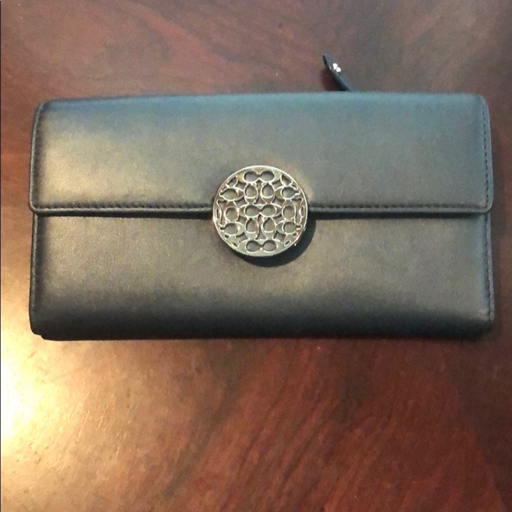 Navy coach leather wallet